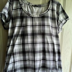 Womens Grey Plaid Tee